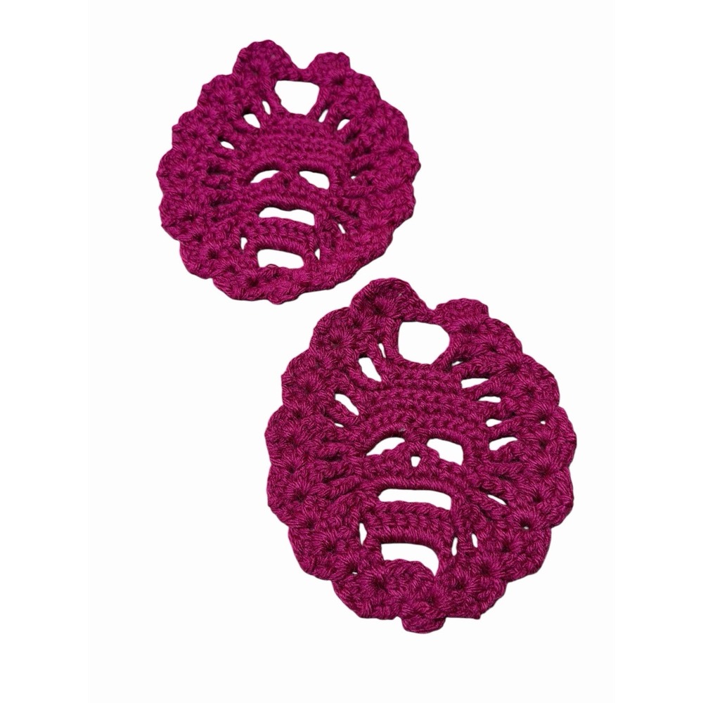 Handmade Crochet Coasters SKULLS set of 2 purple